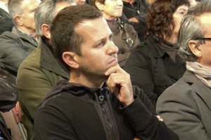 Arantxa Tapia y Joseba Egibar en el acto político de la plaza Gaskuña del Antiguo