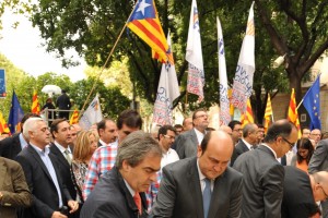 Andoni Ortuzar, Joseba Aurrekoetxea y Koldo Zarraga en la Diada 2013