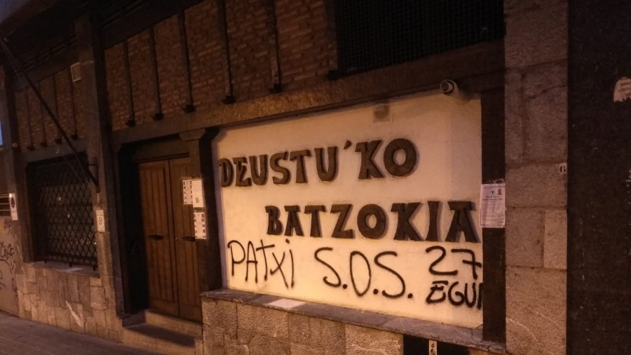 Azken asteetan hirugarrenez Deustuko batzokiaren kontra eginiko eraso onartezina irmoki salatu du BBBk